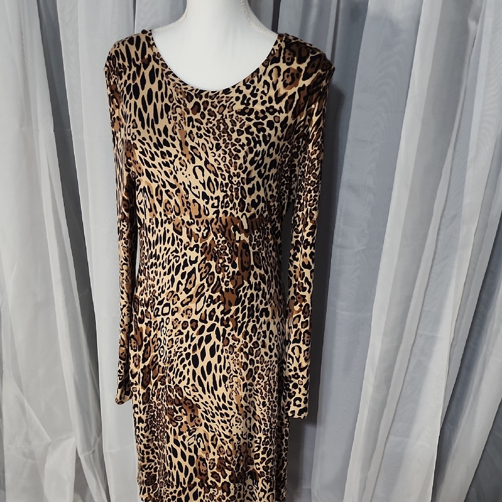 Leopard Print Long Sleeve Dress